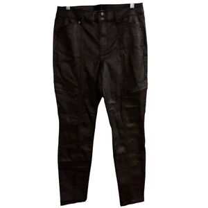 White House Black Market High Rise Skinny Faux Leather Pants Size 6S Black